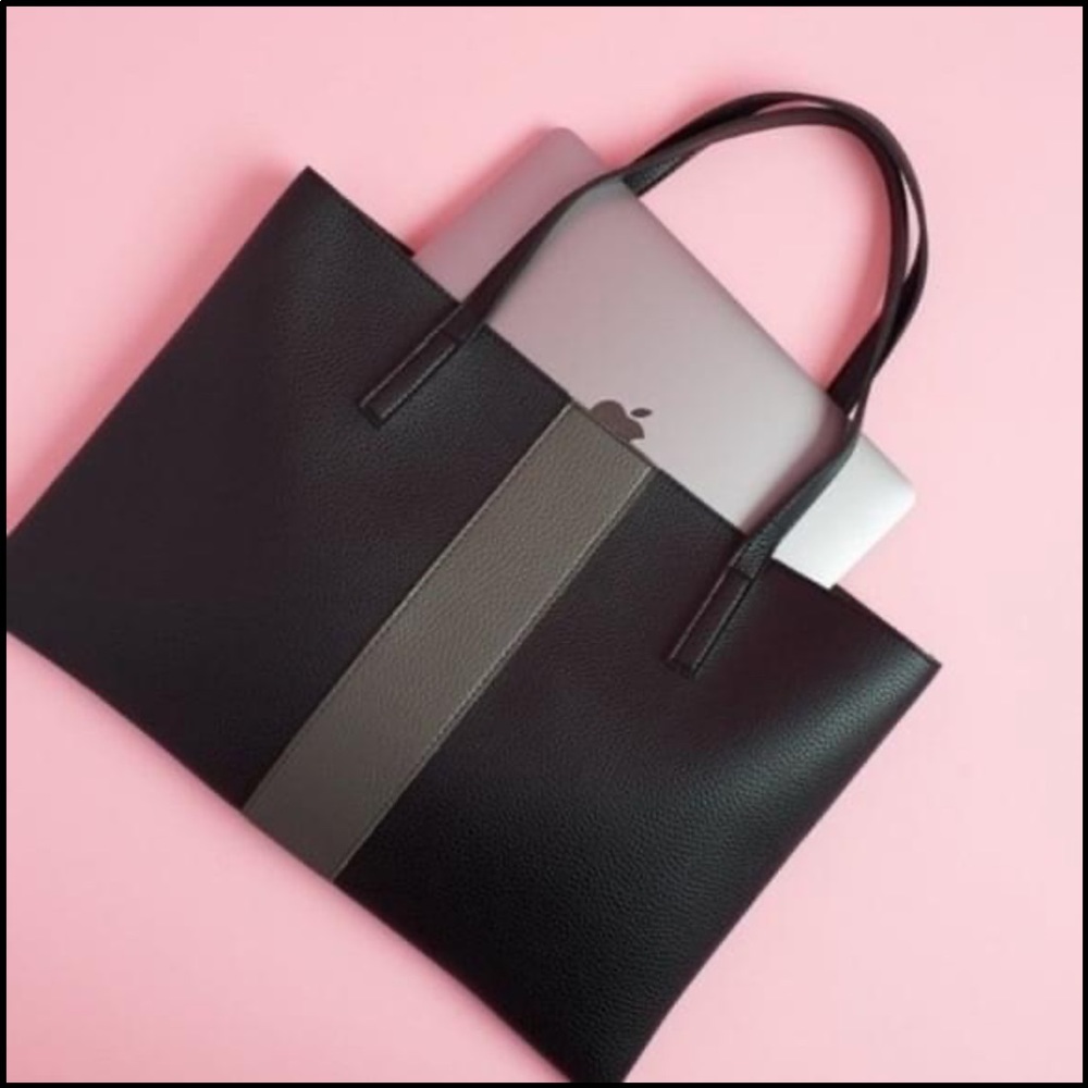 Vince Camuto Vegan Leather Tote - Black and Grey - Picture 10 of 13